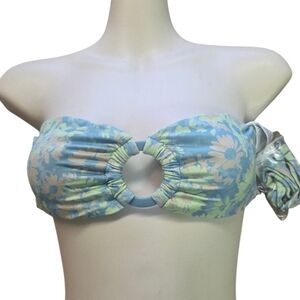 RVCA Blue Floral Bandeau Bikini Top